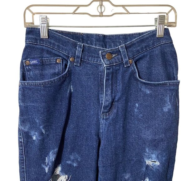 LEE Vintage Women Super Distressed High Waisted Mom Ripped Retro Y2K 80's Size M - Picture 11 of 12